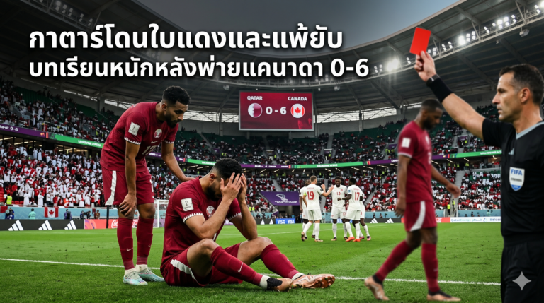 กาตาร์โดนใบแดงและแพ้ยับ บทเรียนหนักหลังพ่ายแคนาดา 0-6